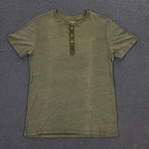 Prospective Flow Henley T-Shirt Mens Medium Olive Green Cotton Short Sleeve